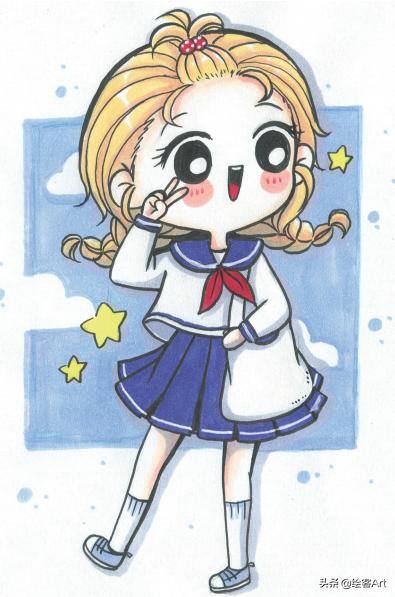 简单又好看的画画教程女生（《我的甜心女孩马克笔q版漫画人物教程》甜意十足的案例）