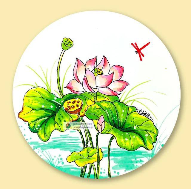 草怎么画简单又漂亮（水彩荷花的创作方法）