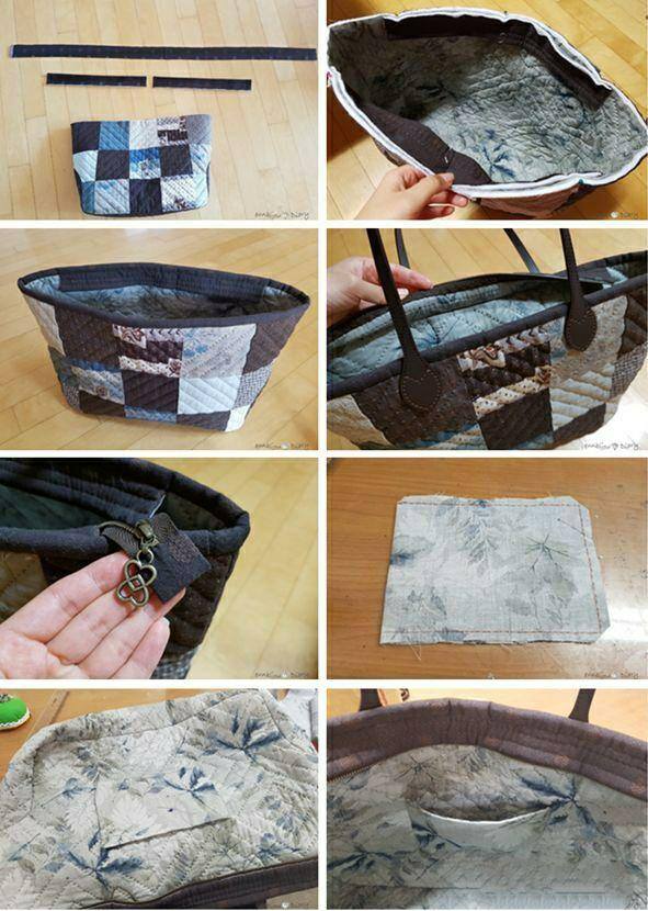 简单手工包包（碎布头、边角料手工制作一款拼布手提包包，既简单又大方！）