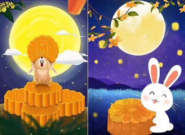二年级中秋节绘画作品（玉兔、月饼绘画教程）