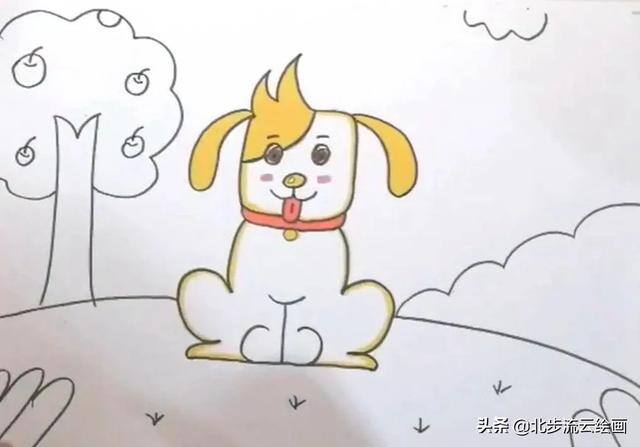 草地怎么画简单又漂亮（简单易学的小狗儿童绘画步骤，快来学学吧）