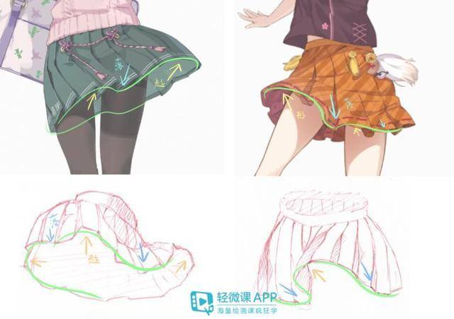 动漫女生画画教程（初学者短裙怎么画？女生动漫短裙子画法！）