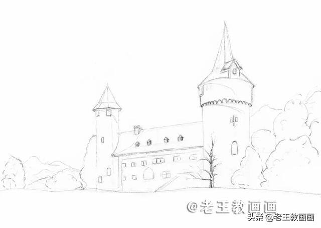 城堡怎么画简单又漂亮（用2b铅笔画出风景）
