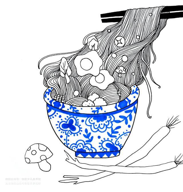 美术画简单又好看（小朋友们，你喜不喜欢吃拉面呢？）
