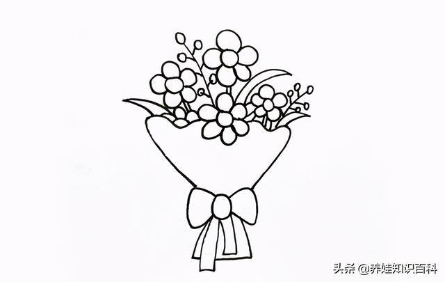 花怎么画简单好看（一束鲜花的简笔画画法）