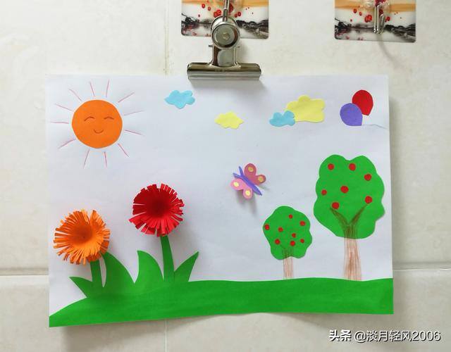 用卡纸做手工（用卡纸做一幅有花、有蝴蝶的春天的画）