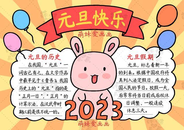 画画简单又好看图片（2023兔年元旦手抄报与联欢会海报合集，简单又漂亮，作业轻松搞定）