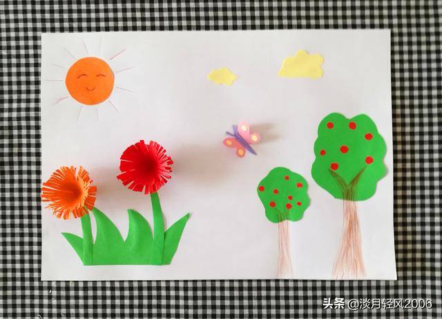 用卡纸做手工（用卡纸做一幅有花、有蝴蝶的春天的画）