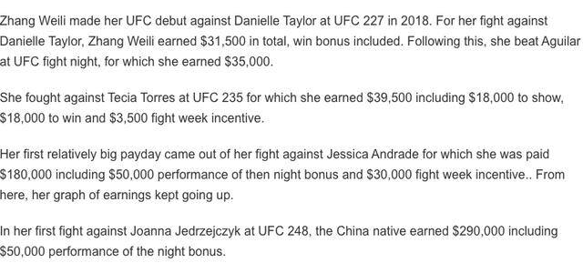 职业选手一年能挣多少钱（中国格斗女王张伟丽，进入ufc以来总收入曝光，收入远超比赛奖金）