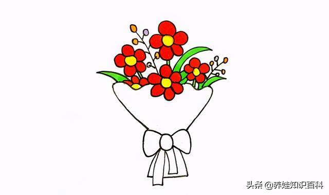 花怎么画简单好看（一束鲜花的简笔画画法）