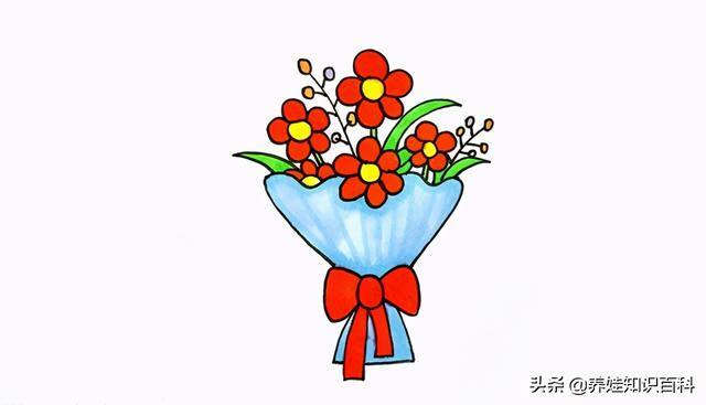 花怎么画简单好看（一束鲜花的简笔画画法）