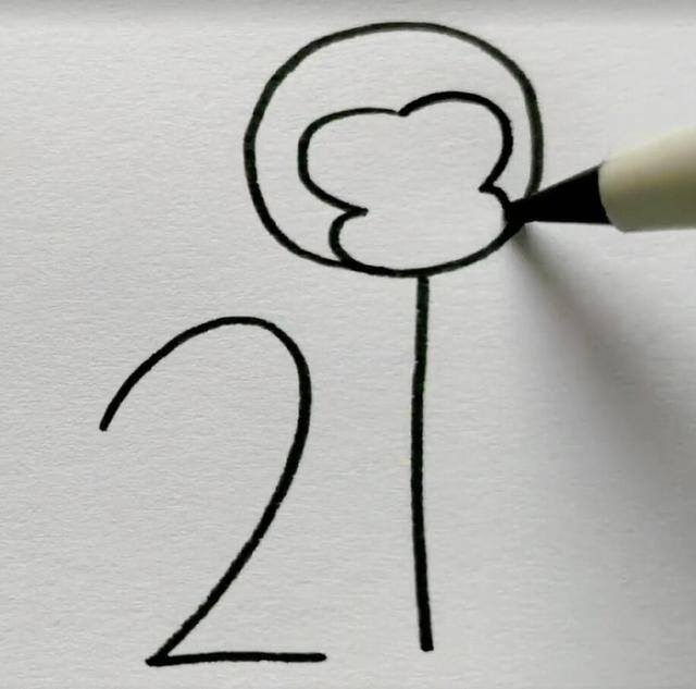 猴子怎么画简单又好看（简笔画教程：用2、1、0、3这四个数字来画可爱的小猴子）
