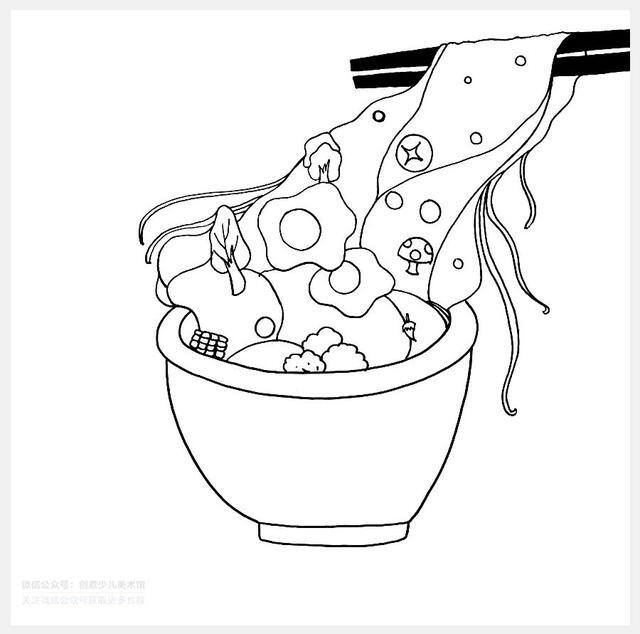 美术画简单又好看（小朋友们，你喜不喜欢吃拉面呢？）