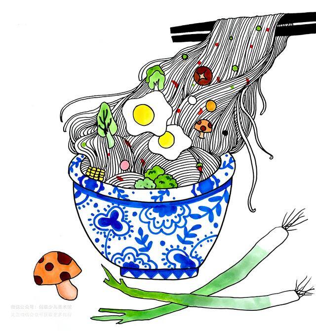 美术画简单又好看（小朋友们，你喜不喜欢吃拉面呢？）