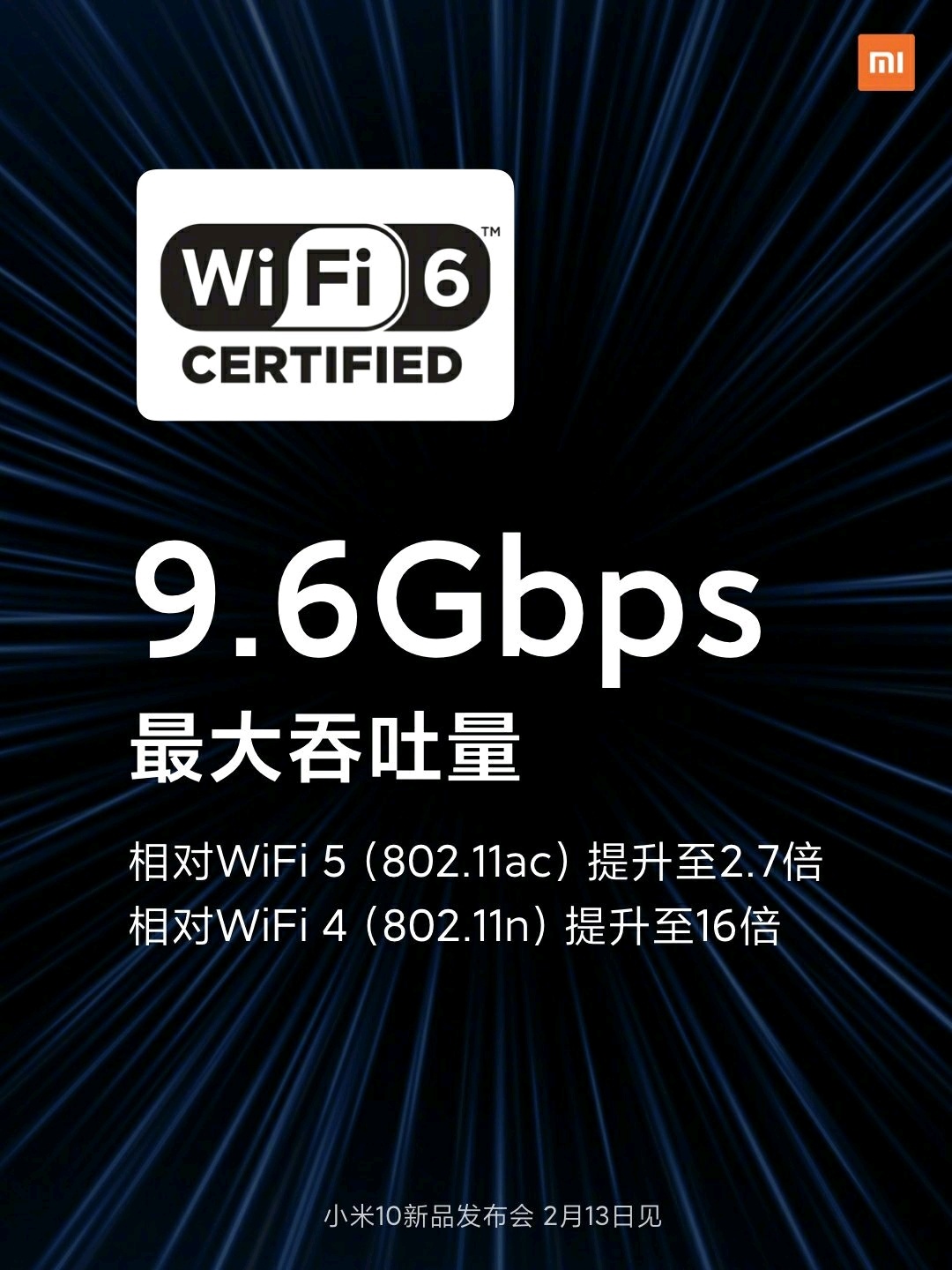 小米10支持wifi6吗?