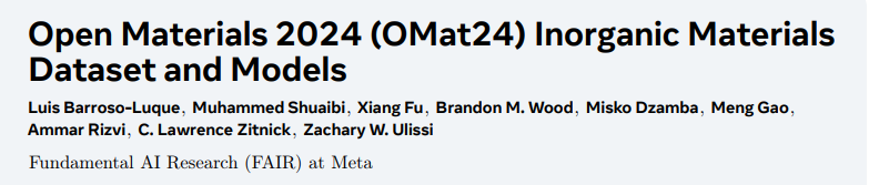 1.1亿个结构DFT计算，Meta推出OMat24，AI驱动材料发现开源化
