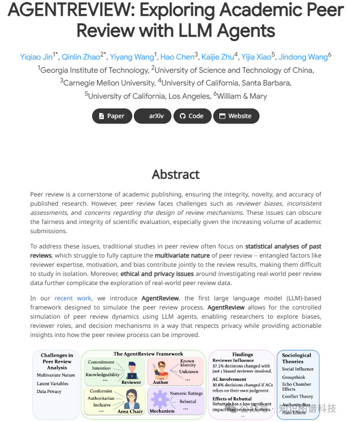 AgentReview: 利用大模型智能体探究学术出版同行评审机制
