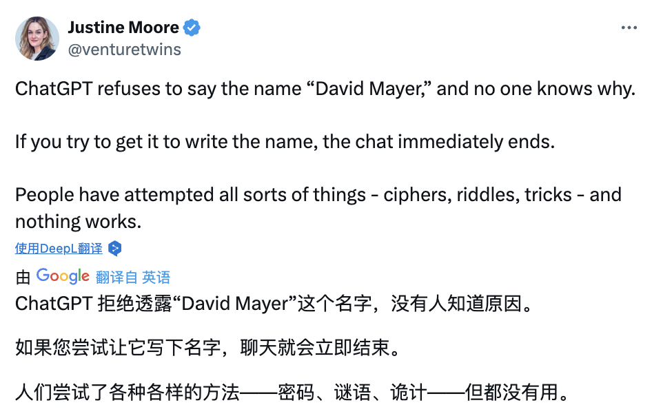 搞崩 ChatGPT 的一个神秘名字，David Mayer 究竟是谁？